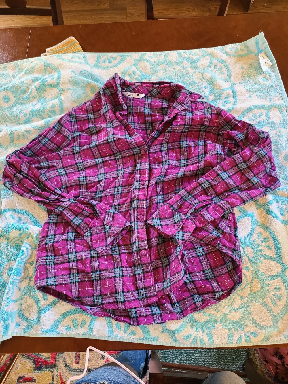 Lee Kids Magenta Plaid Button Down Shirt